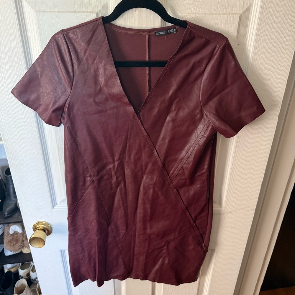 Zara Burgundy Faux Leather Dress